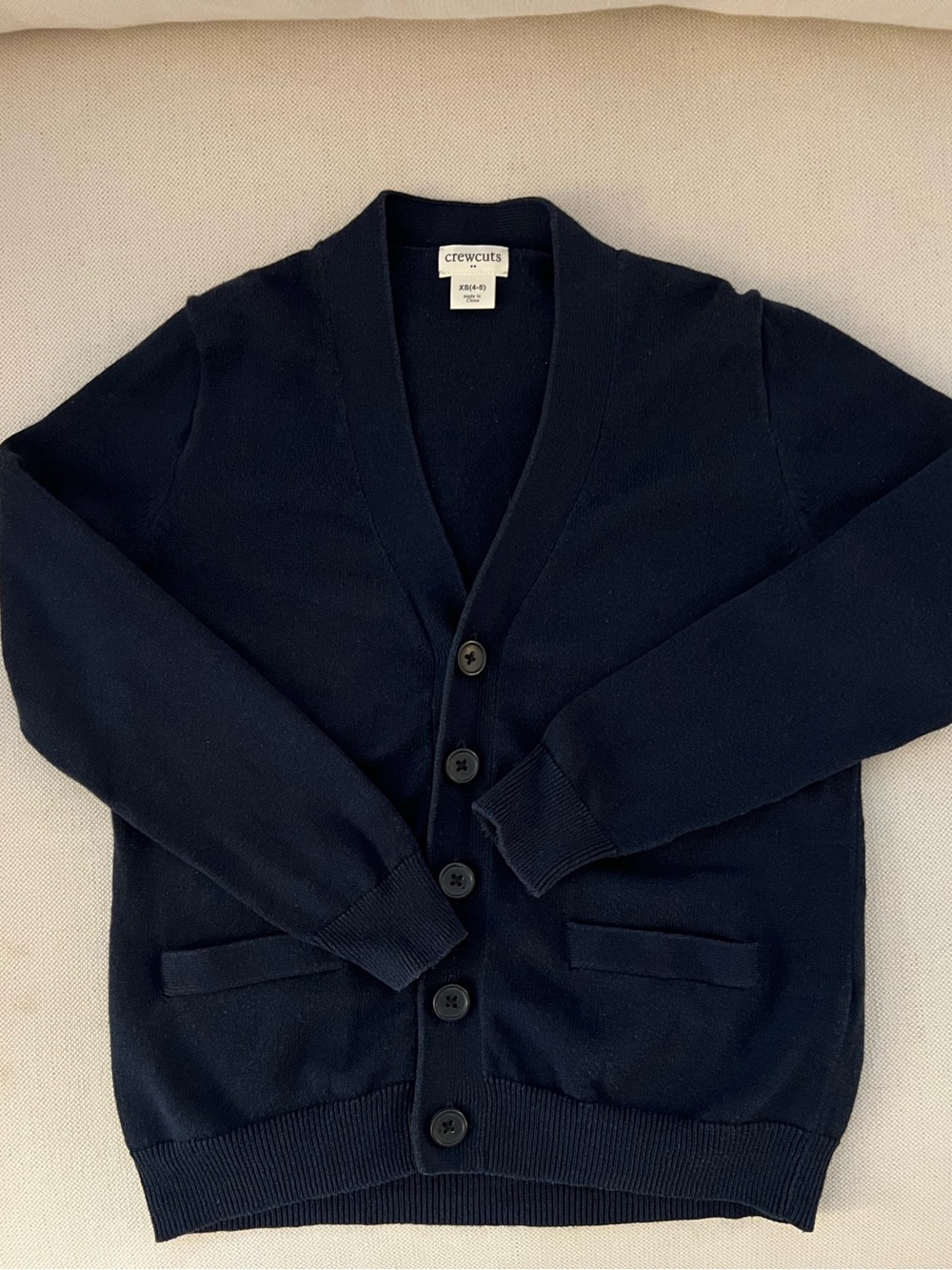 Jcrew - Crewcuts Navy V-Neck Button Cardigan - Boys 4/5Y